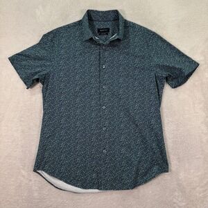 BUGATCHI Mens Large Short Sleeve Button Down Shirt Comfort Stretch Geometric EUC